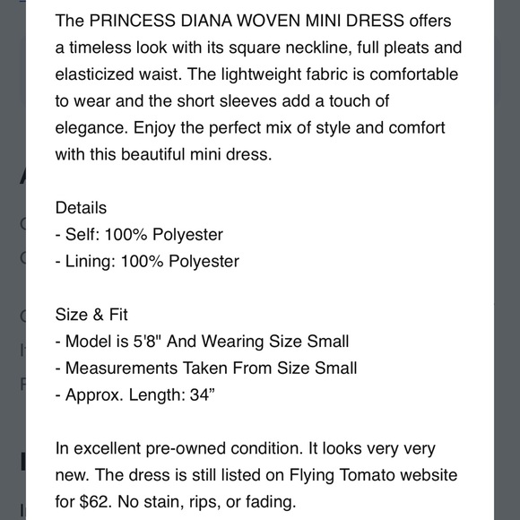 Nwot Flying Tomato Princess Diana mini dress size large - Picture 11 of 11